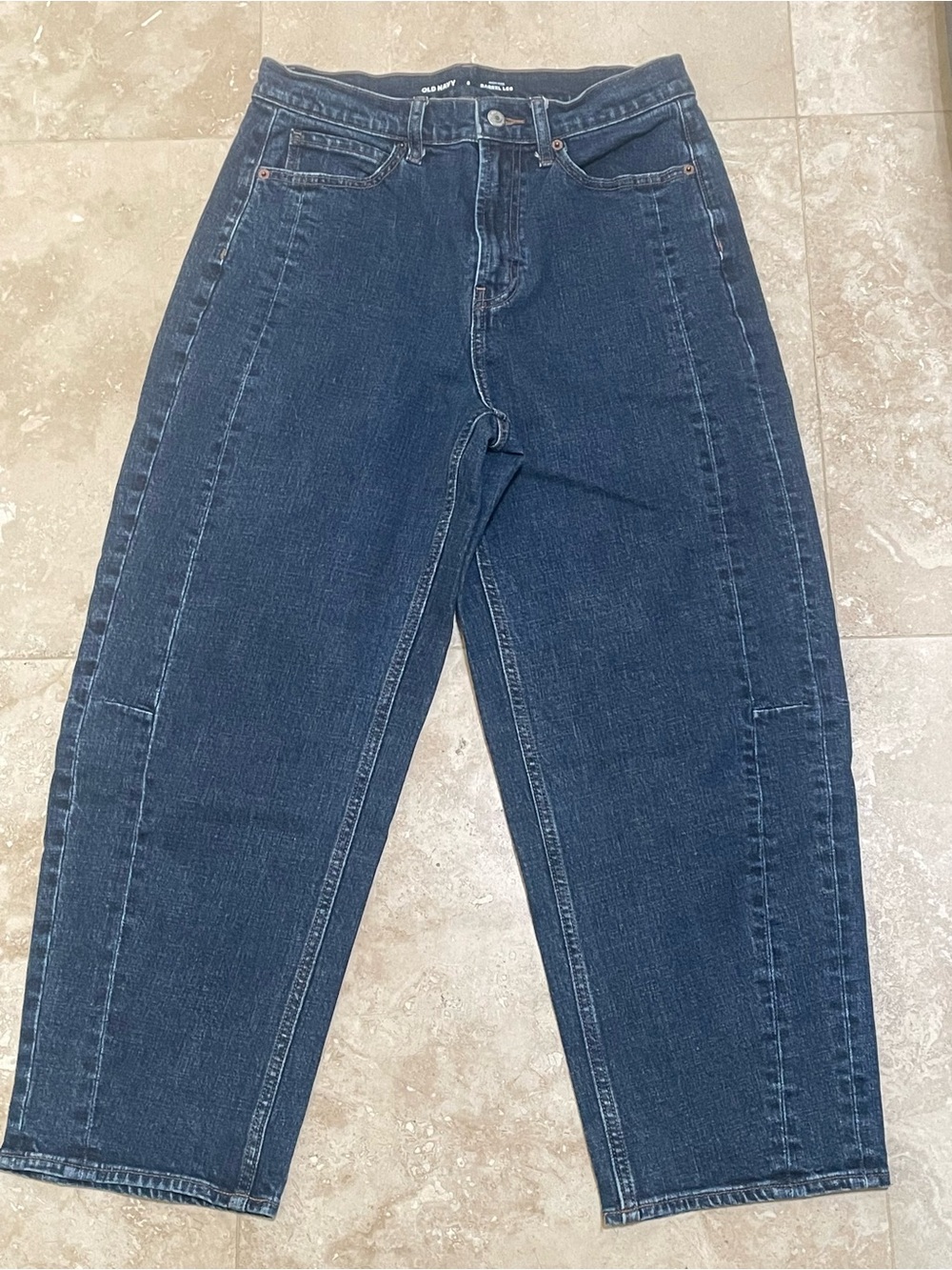 Barrel Legged Dark Blue Boyfriend Jeans
